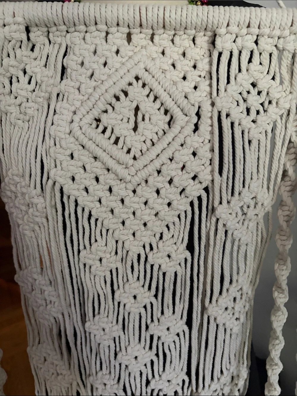 Handmade Macramé Wall Hanging Shelf - Natural White